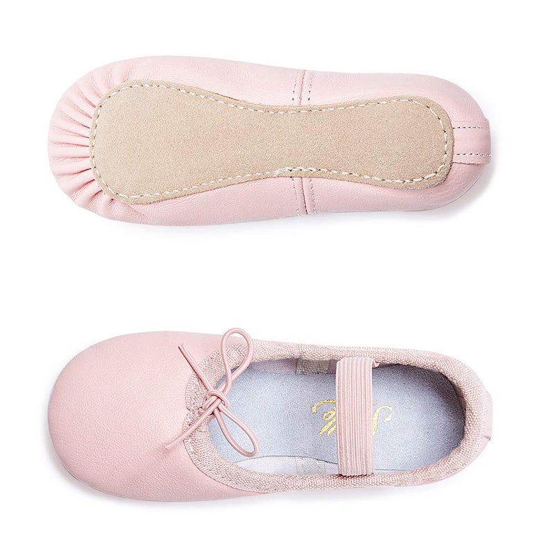 Stelle Ballet Shoes for Girls Toddler Genuine Leather Ballet Dance Slippers for Toddler/Little/Big Kids/Boys(11ML, Pink,with Tie) - Image 3